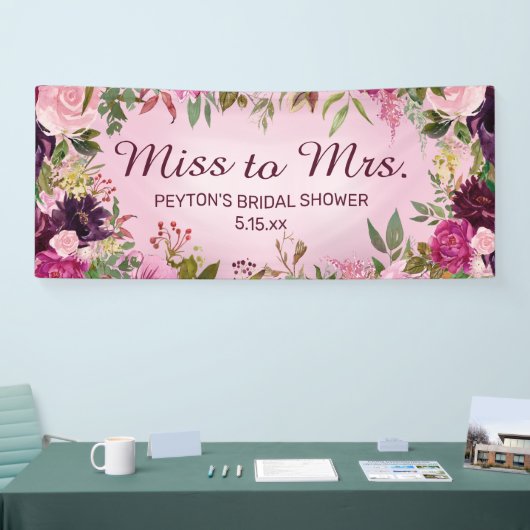 ミッ恋しく思ズヴィンテージピンクパープルブライダルシャワー禁止 横断幕 (トレードショー)