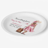 ミッ恋しく思ズ旅行ピンクボウドレスブライダルシャワー ペーパープレート (アングル)