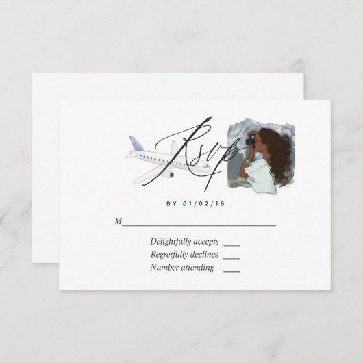 ミッ恋しく思ズ旅行ブライダルシャワーRSVPカードへ 出欠カード (正面/裏面)