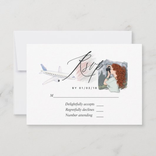 ミッ恋しく思ズ旅行ブライダルシャワーRSVPカードへ 出欠カード (正面)