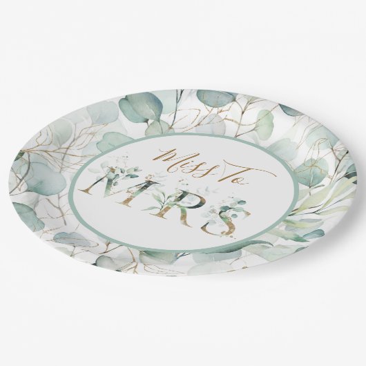 ミッ恋しく思ズ紙プレートユーカリブライダルシャワー ペーパープレート (アングル)