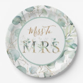 ミッ恋しく思ズ紙プレートユーカリブライダルシャワー ペーパープレート (正面)