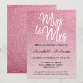 ミッ恋しく思ズ赤面ピンクグリッターシックブライダルシャワー 招待状 (正面/裏面)
