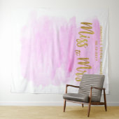 ミッ恋しく思ズ・ウォーター・カラーピンクボホシックブライダル背景 タペストリー (インサイチュ(横))