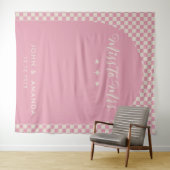 ミッ恋しく思ズ・ブライダルシャワー・ピンクに対するモダンレトロ タペストリー (インサイチュ(横))