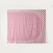 ミッ恋しく思ズ・ブライダルシャワー・ピンクに対するモダンレトロ タペストリー (正面(横))