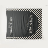 ミッ恋しく思ズ・ブライダルシャワー・ブラックへのレトロモダン モダン タペストリー (正面(横))