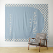 ミッ恋しく思ズ・ブライダルシャワー・ブルーに対するレトロモダン モダン タペストリー (インサイチュ(横))