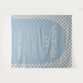 ミッ恋しく思ズ・ブライダルシャワー・ブルーに対するレトロモダン モダン タペストリー (正面(横))