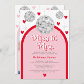 ミッ恋しく思ズ・ヴァレンティハートディスコブライダルシャワーへ 招待状 (正面/裏面)