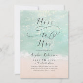 ミッ恋しく思トへ海きらめくビーチブライダルシャワー 招待状 (正面)