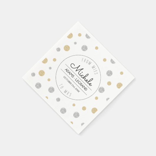 ミッ恋しく思トグリッター水玉模様ブライダルシャワー スタンダードカクテルナプキン (角)