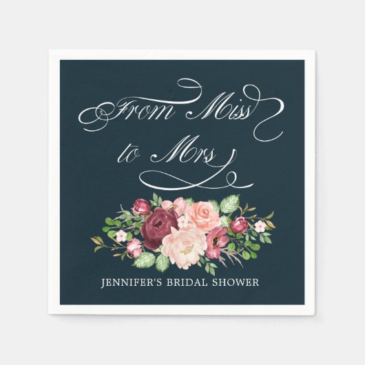 ミッ恋しく思トフローラ書道モノグラム スタンダードカクテルナプキン (正面)