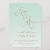 ミッ恋しく思ト金ゴールドミントfadのブライダルシャワー招待夫人へ 招待状 (正面/裏面)