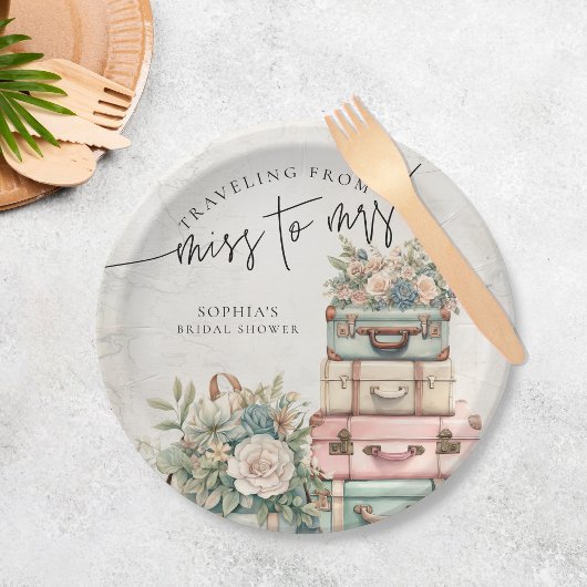 ミッ恋しく思ト・ヴィンテージフローラブライダルシャワー ペーパープレート