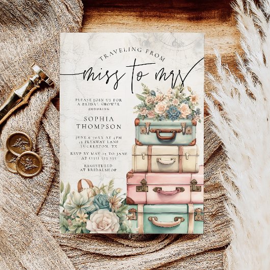 ミッ恋しく思ト・ヴィンテージフローラブライダルシャワー 招待状