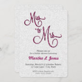 ミッ恋しく思ドシャワーへの招待ピンクグリッター 招待状 (正面/裏面)