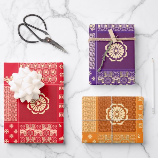 ミッ日本のクパターン ラッピングペーパーシート (正面)