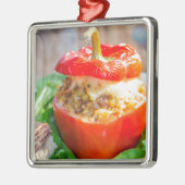 ミッ焼いたト詰まった・チーズ入りピーパー メタルオーナメント (左)