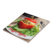 ミッ焼いた詰まったトソースとチーズ入りピーパー タイル (側面)