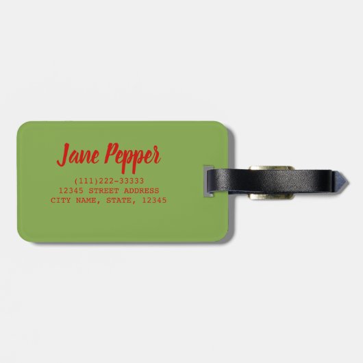 ミッ焼いた詰まったトソースとチーズ入りピーパー ラゲッジタグ (裏面横)