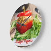 ミッ焼いた詰まったトソースとチーズ入りピーパー ラージ壁時計 (傾斜)