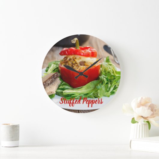 ミッ焼いた詰まったトソースとチーズ入りピーパー ラージ壁時計 (ホーム)