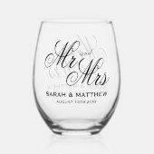 ミッ素晴らしパーソナライズされたズとミセス結婚ズ ステムなしワイングラス (正面)