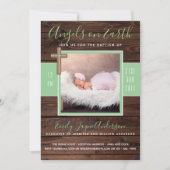 ミッ素朴ト |フォトバプテスマ招待状エレガントウッド 招待状 (正面)