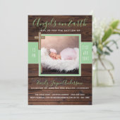 ミッ素朴ト |フォトバプテスマ招待状エレガントウッド 招待状 (スタンド正面)