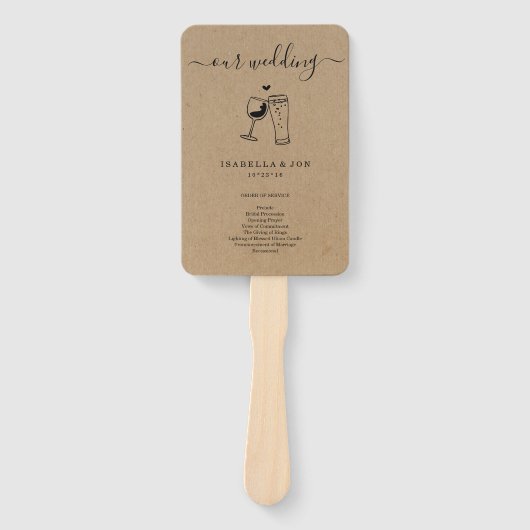 ミッ結婚ク/セレモニープログラムファン – ワイン&ビール ハンドファン (正面)