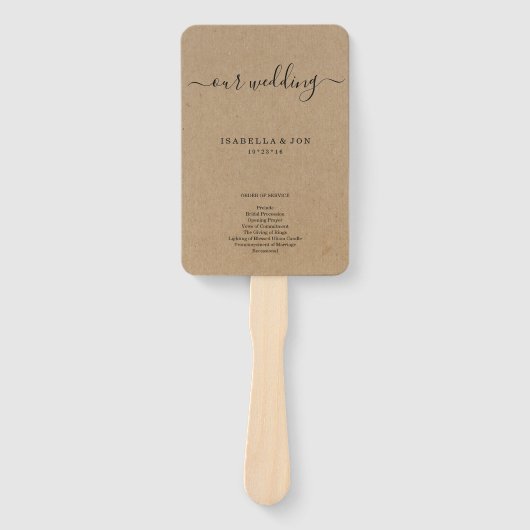 ミッ結婚サ/セレモニープログラムファン – Kraft 素朴 ハンドファン (正面)