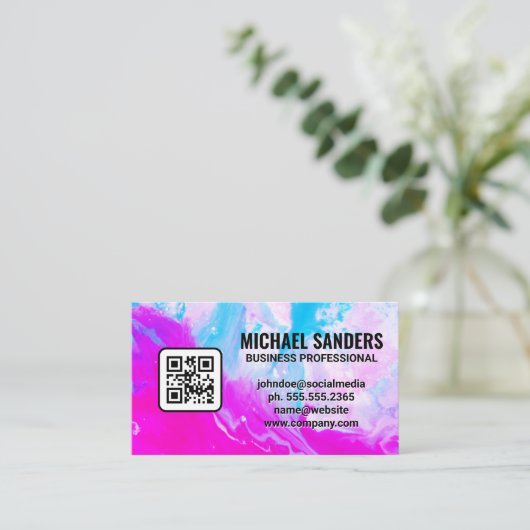 ミッ芸術的絵を描クス | QRコード 名刺 (スタンド正面)