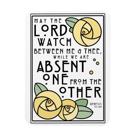 ミッ賛美パ |黄色のバラ |アールヌーボースタイル マグネット (縦)