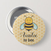 ミツバチおばさんバッジかわいい赤ちゃんシャワーへ 缶バッジ (正面&裏面)