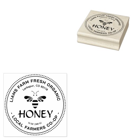 ミツバチがキュートに様式化したミツバチの飼育員の蜂蜜スタンプ ラバースタンプ (押印)