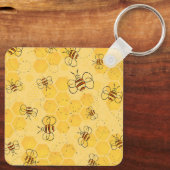 ミツバチが蜂蜜をブンブン飛ばす可愛い キーホルダー (裏面)