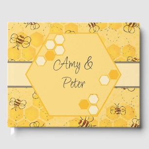 ミツバチが蜂蜜をブンブン飛ばす可愛い ゲストブック