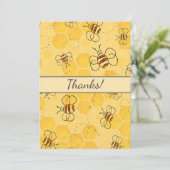 ミツバチが蜂蜜をブンブン飛ばす可愛い サンキューカード (スタンド正面)