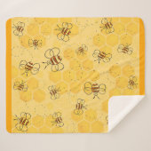 ミツバチが蜂蜜をブンブン飛ばす可愛い シェルパブランケット (正面(横))