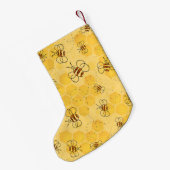 ミツバチが蜂蜜をブンブン飛ばす可愛い スモールクリスマスストッキング (裏面 (吊り時))