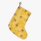 ミツバチが蜂蜜をブンブン飛ばす可愛い スモールクリスマスストッキング (正面 (吊り時))