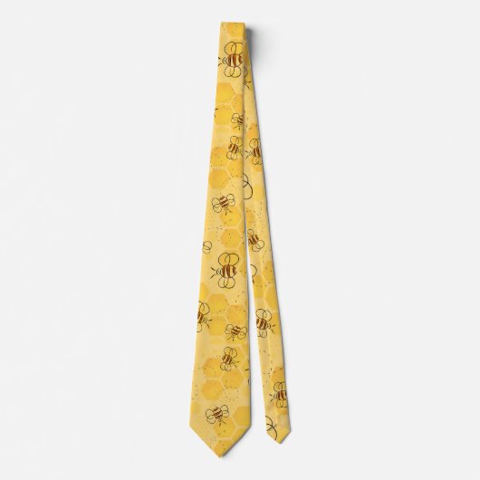 ミツバチが蜂蜜をブンブン飛ばす可愛い ネクタイ (正面)