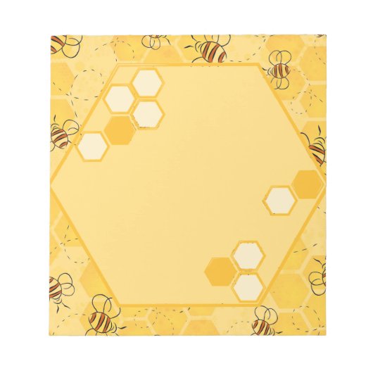 ミツバチが蜂蜜をブンブン飛ばす可愛い ノートパッド (正面)