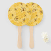 ミツバチが蜂蜜をブンブン飛ばす可愛い ハンドファン (正面&裏面)