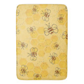 ミツバチが蜂蜜をブンブン飛ばす可愛い バスマット (正面縦)