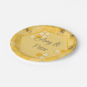 ミツバチが蜂蜜をブンブン飛ばす可愛い ペーパープレート (アングル)