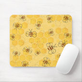 ミツバチが蜂蜜をブンブン飛ばす可愛い マウスパッド (マウス)