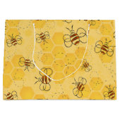 ミツバチが蜂蜜をブンブン飛ばす可愛い ラージペーパーバッグ (正面)