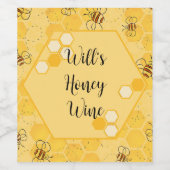 ミツバチが蜂蜜をブンブン飛ばす可愛い ワインラベル (シングルラベル)